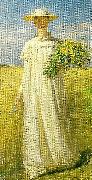 Michael Ancher anna ancher vender hjem fra marken painting